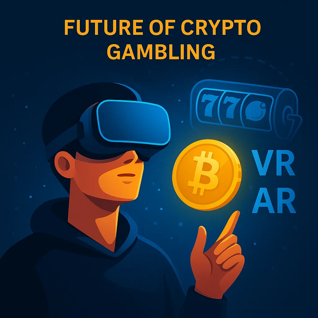 VR and AR visuals representing the future of crypto gambling