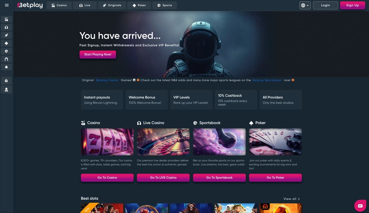 Betplay homepage screenshot