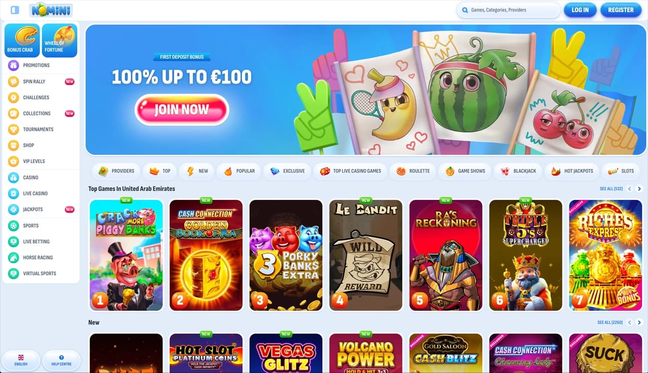 Nomini homepage screenshot