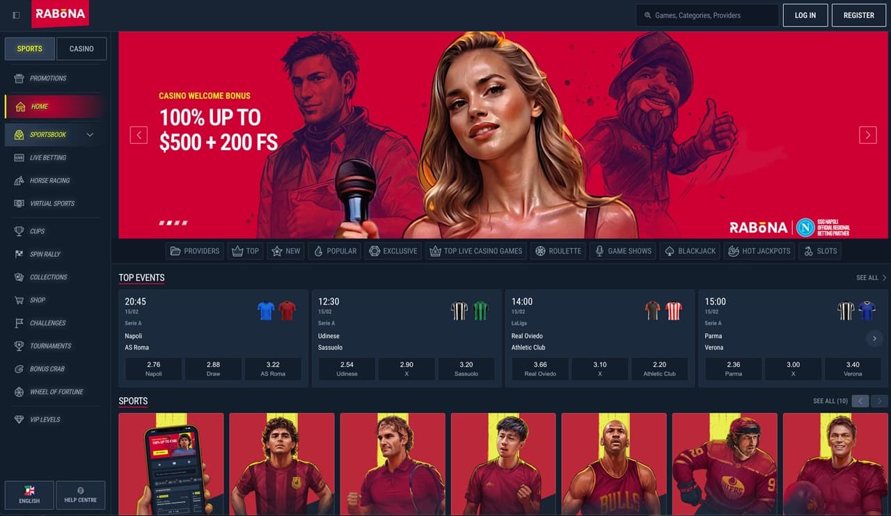 Rabona homepage screenshot