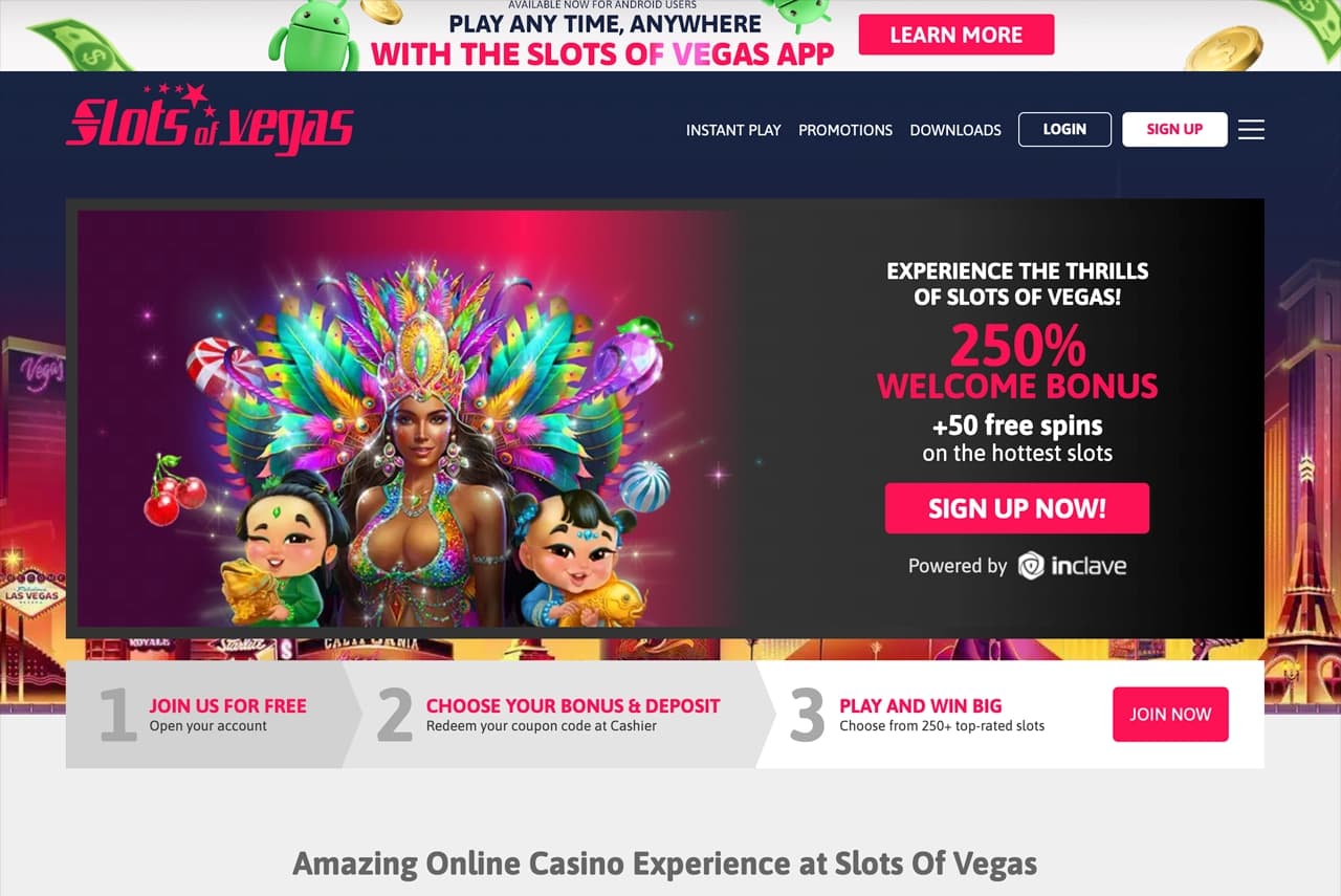 Slots of Vegas homepage screenshot